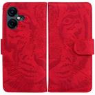 For Tecno Pova Neo 3 Tiger Embossing Pattern Flip Leather Phone Case(Red) - 1