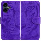 For Tecno Pova Neo 3 Tiger Embossing Pattern Flip Leather Phone Case(Purple) - 1