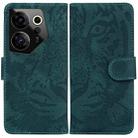 For Tecno Camon 20 Premier 5G Tiger Embossing Pattern Flip Leather Phone Case(Green) - 1
