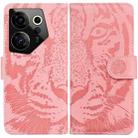 For Tecno Camon 20 Premier 5G Tiger Embossing Pattern Flip Leather Phone Case(Pink) - 1