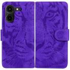 For Tecno Pova 5 Pro Tiger Embossing Pattern Flip Leather Phone Case(Purple) - 1