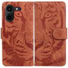 For Tecno Pova 5 Pro Tiger Embossing Pattern Flip Leather Phone Case(Brown) - 1