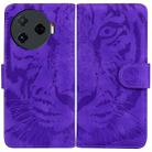 For Tecno Camon 30 Pro Tiger Embossing Pattern Flip Leather Phone Case(Purple) - 1