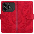 For Tecno Pova 6 / Pova 6 Pro Tiger Embossing Pattern Flip Leather Phone Case(Red) - 1