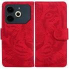 For Tecno Pova 6 Neo Tiger Embossing Pattern Flip Leather Phone Case(Red) - 1