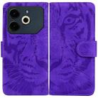 For Tecno Pova 6 Neo Tiger Embossing Pattern Flip Leather Phone Case(Purple) - 1