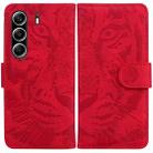 For Tecno Camon 40 Pro 4G Tiger Embossing Pattern Flip Leather Phone Case(Red) - 1
