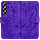 For Tecno Camon 40 Pro 4G Tiger Embossing Pattern Flip Leather Phone Case(Purple) - 1