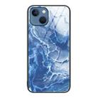 For iPhone 15 Plus Marble Pattern Glass Protective Phone Case(Blue Ocean) - 1