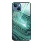 For iPhone 15 Marble Pattern Glass Protective Phone Case(Water Waves) - 1