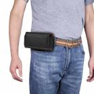 For 4.7-5.4 inch Mobile Phone Cowhide Texture Oxford Cloth Horizontal Waist Bag(Black) - 1