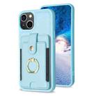 For iPhone 14 Plus BF27 Metal Ring Card Bag Holder Phone Case(Blue) - 1