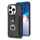 For iPhone 14 Pro BF27 Metal Ring Card Bag Holder Phone Case(Black) - 1