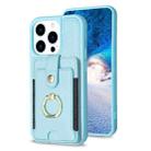 For iPhone 14 Pro Max BF27 Metal Ring Card Bag Holder Phone Case(Blue) - 1