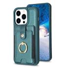 For iPhone 13 Pro Max BF27 Metal Ring Card Bag Holder Phone Case(Green) - 1