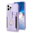 For iPhone 12 Pro Max BF27 Metal Ring Card Bag Holder Phone Case(Purple) - 1