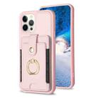 For iPhone 12 Pro Max BF27 Metal Ring Card Bag Holder Phone Case(Pink) - 1