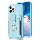 For iPhone 12 Pro Max BF27 Metal Ring Card Bag Holder Phone Case(Blue) - 1