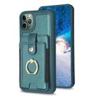 For iPhone 11 Pro Max BF27 Metal Ring Card Bag Holder Phone Case(Green) - 1