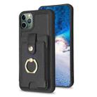 For iPhone 11 Pro Max BF27 Metal Ring Card Bag Holder Phone Case(Black) - 1