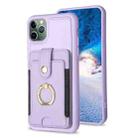 For iPhone 11 Pro Max BF27 Metal Ring Card Bag Holder Phone Case(Purple) - 1