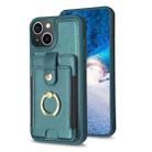 For iPhone 11 BF27 Metal Ring Card Bag Holder Phone Case(Green) - 1