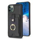 For iPhone 11 Pro BF27 Metal Ring Card Bag Holder Phone Case(Black) - 1