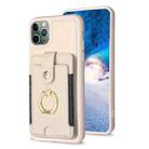 For iPhone 11 Pro BF27 Metal Ring Card Bag Holder Phone Case(Beige) - 1