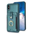 For iPhone X / XS BF27 Metal Ring Card Bag Holder Phone Case(Green) - 1