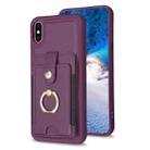 For iPhone X / XS BF27 Metal Ring Card Bag Holder Phone Case(Dark Purple) - 1
