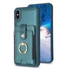 For iPhone XS Max BF27 Metal Ring Card Bag Holder Phone Case(Green) - 1