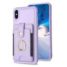 For iPhone XS Max BF27 Metal Ring Card Bag Holder Phone Case(Purple) - 1