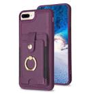 For iPhone 8 Plus / 7 Plus BF27 Metal Ring Card Bag Holder Phone Case(Dark Purple) - 1