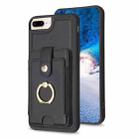 For iPhone 8 Plus / 7 Plus BF27 Metal Ring Card Bag Holder Phone Case(Black) - 1