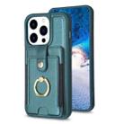 For iPhone 15 Pro Max BF27 Metal Ring Card Bag Holder Phone Case(Green) - 1