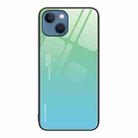 For iPhone 15 Plus Gradient Color Glass Phone Case(Green Cyan) - 1