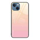 For iPhone 15 Gradient Color Glass Phone Case(Yellow Pink) - 1