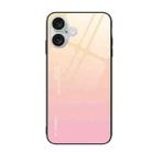 For iPhone 16 Plus Gradient Color Glass Phone Case(Yellow Pink) - 1