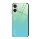 For iPhone 16 Plus Gradient Color Glass Phone Case(Green Cyan) - 1