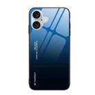 For iPhone 16 Plus Gradient Color Glass Phone Case(Blue Black) - 1