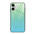 For iPhone 16 Gradient Color Glass Phone Case(Green Cyan) - 1