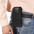 For 7.2 inch Mobile Phone Crazy Horse Oxford Cloth Waist Bag(Black) - 1