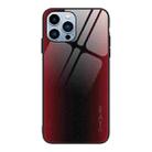 For iPhone 15 Pro Max Texture Gradient Glass TPU Phone Case(Red) - 1