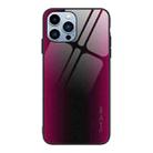 For iPhone 15 Pro Texture Gradient Glass TPU Phone Case(Rose Red) - 1