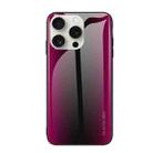 For iPhone 16 Pro Max Texture Gradient Glass TPU Phone Case(Rose Red) - 1