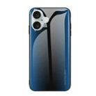 For iPhone 16 Plus Texture Gradient Glass TPU Phone Case(Blue) - 1