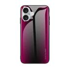 For iPhone 16 Plus Texture Gradient Glass TPU Phone Case(Rose Red) - 1