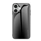 For iPhone 16 Plus Texture Gradient Glass TPU Phone Case(Black) - 1