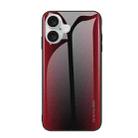 For iPhone 16 Texture Gradient Glass TPU Phone Case(Red) - 1