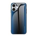 For iPhone 16 Texture Gradient Glass TPU Phone Case(Blue) - 1